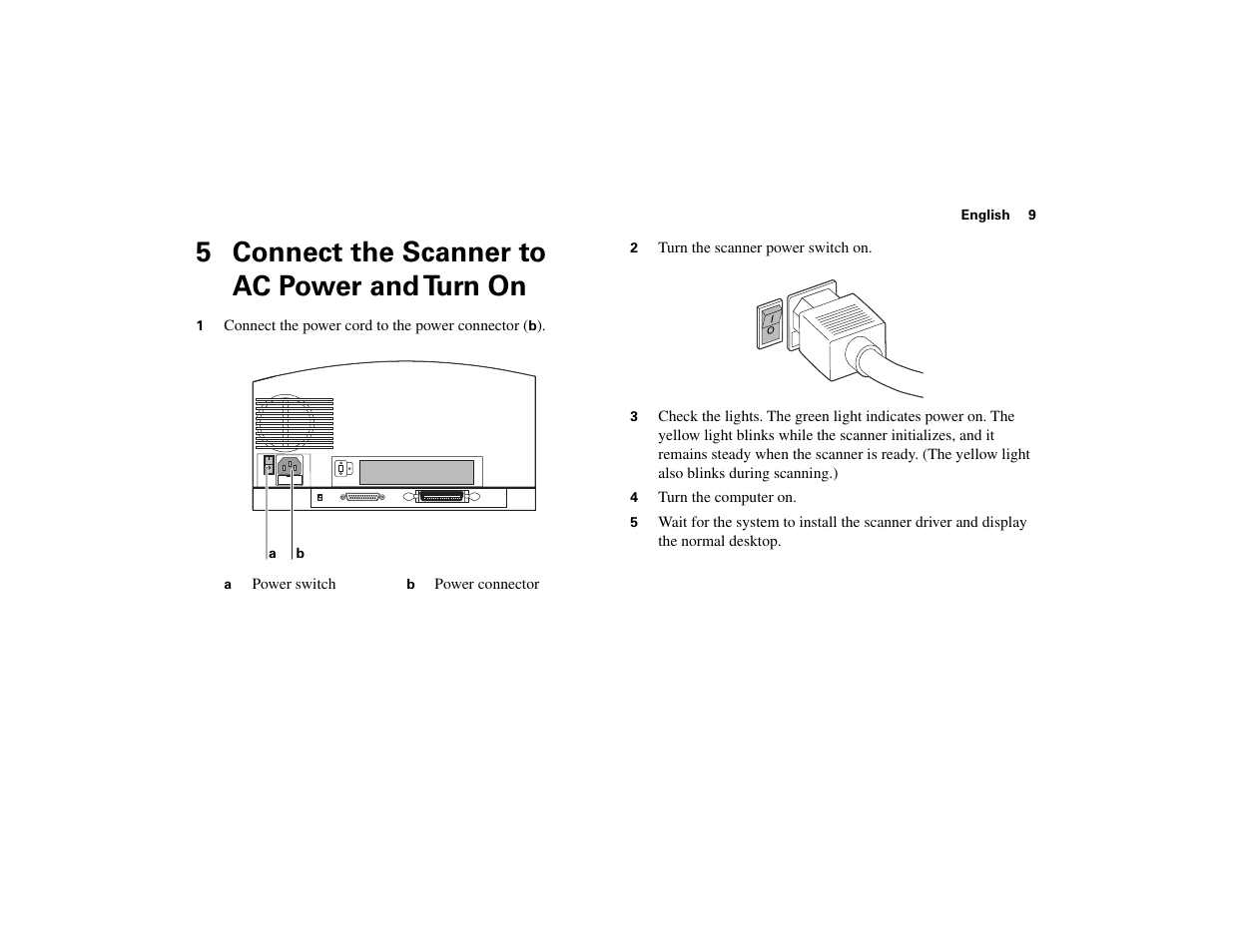 5 connect the scanner to ac power and turn on | Polaroid 45 Ultra User Manual | Page 8 / 22