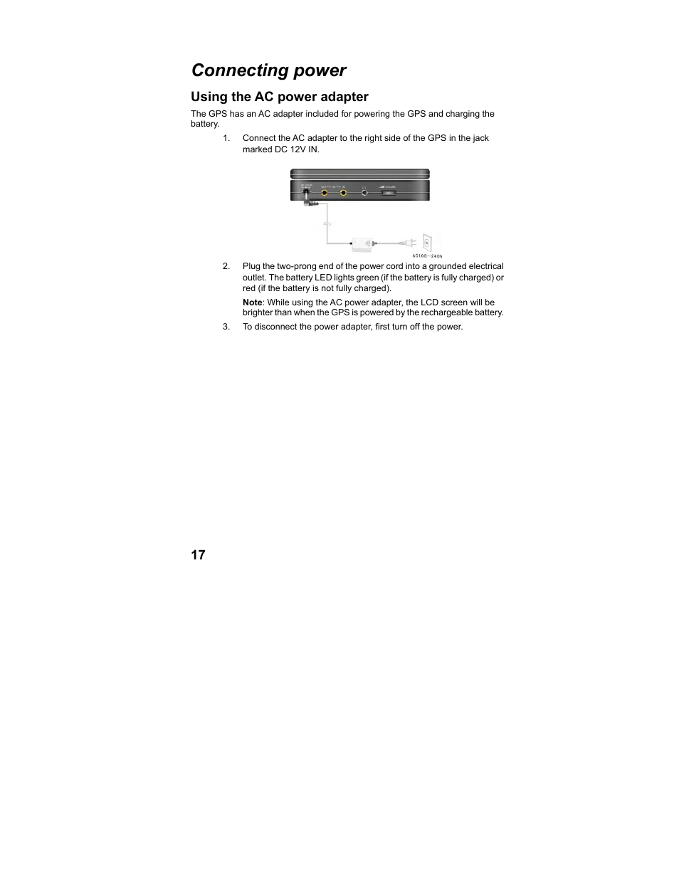 Connecting power, Using the ac power adapter | Polaroid MGX-0560 User Manual | Page 18 / 69