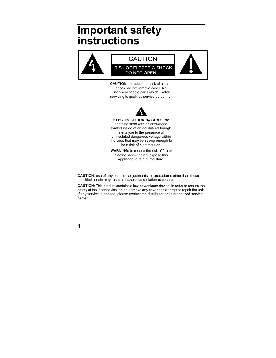 Important safety instructions | Polaroid MGX-0560 User Manual | Page 2 / 69