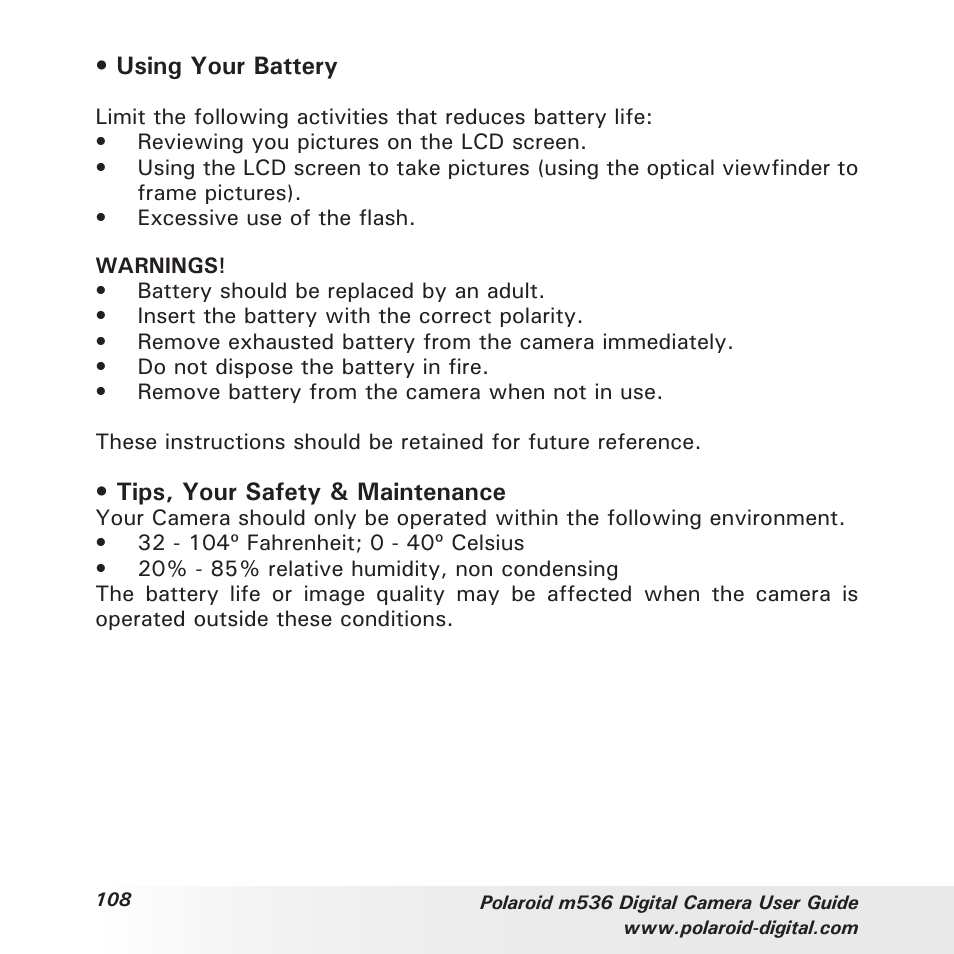 Polaroid m536 User Manual | Page 108 / 111