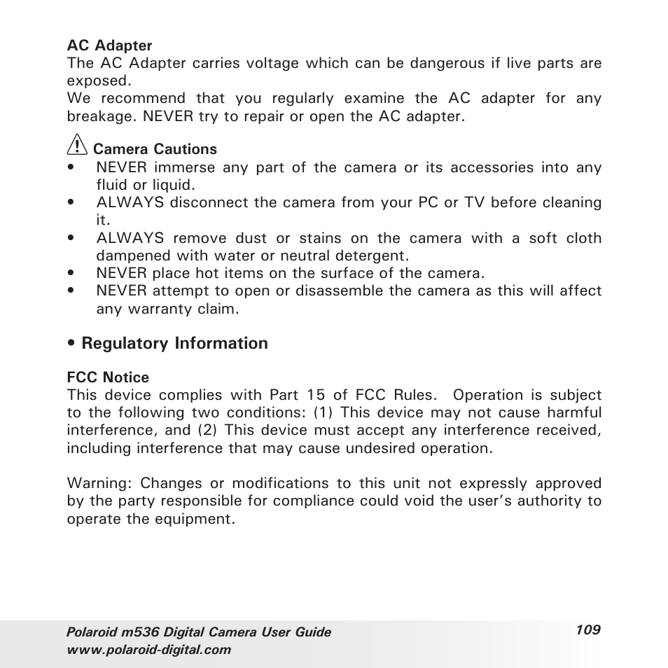 Polaroid m536 User Manual | Page 109 / 111