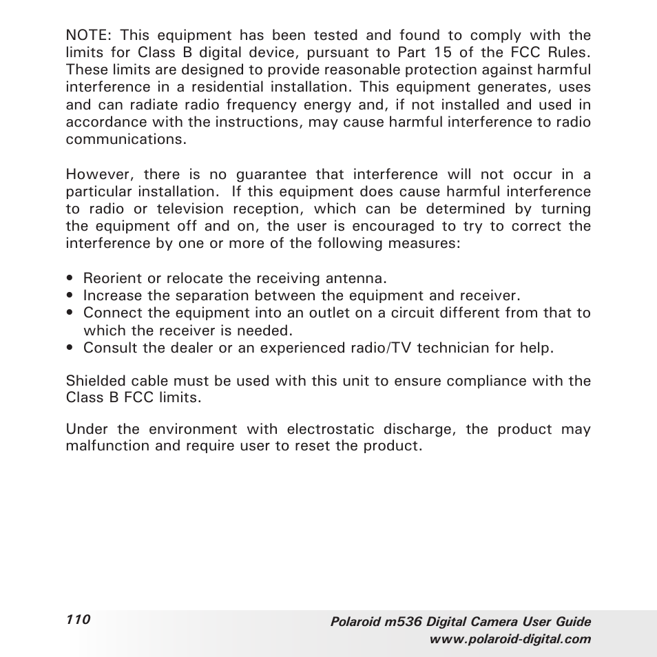 Polaroid m536 User Manual | Page 110 / 111