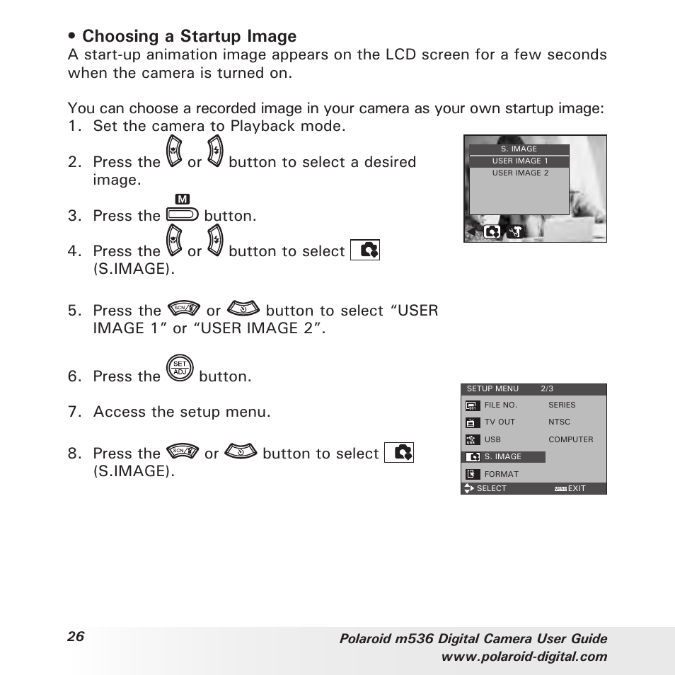 Choosing a startup image | Polaroid m536 User Manual | Page 26 / 111