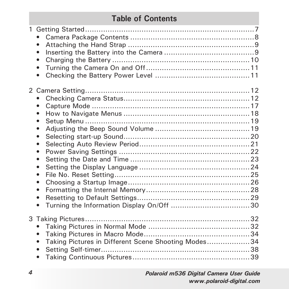 Polaroid m536 User Manual | Page 4 / 111
