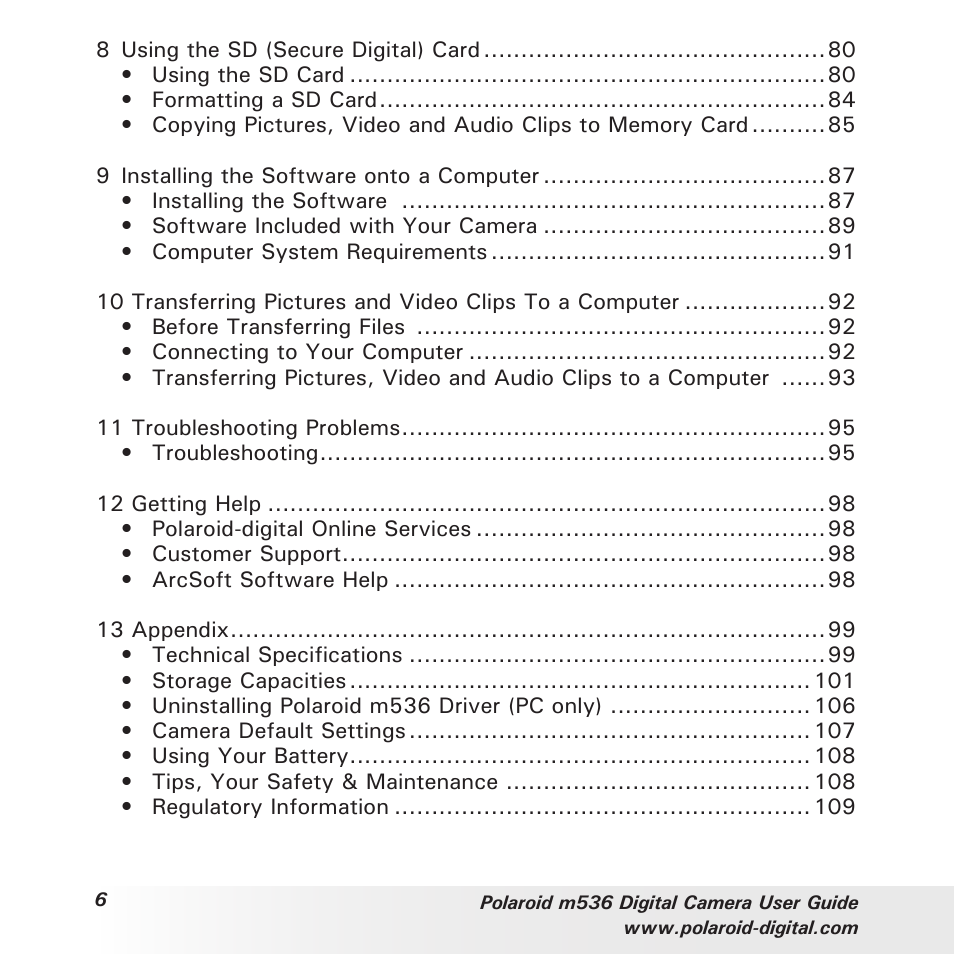 Polaroid m536 User Manual | Page 6 / 111