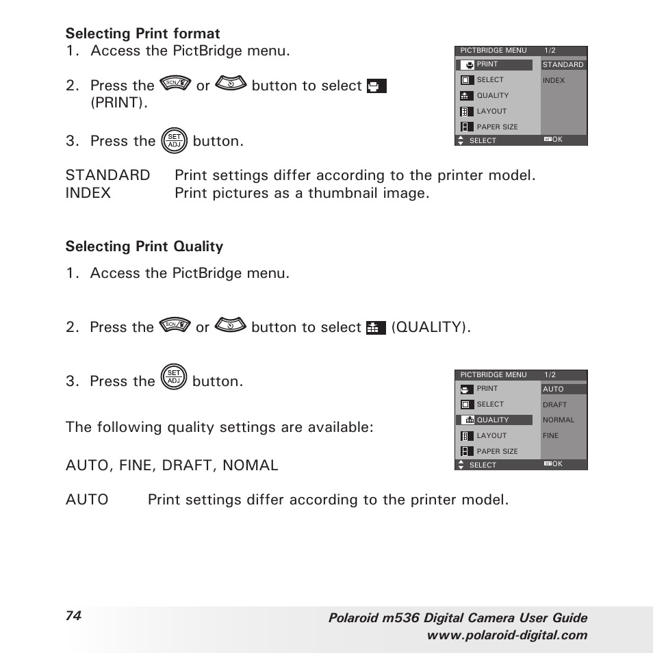 Polaroid m536 User Manual | Page 74 / 111