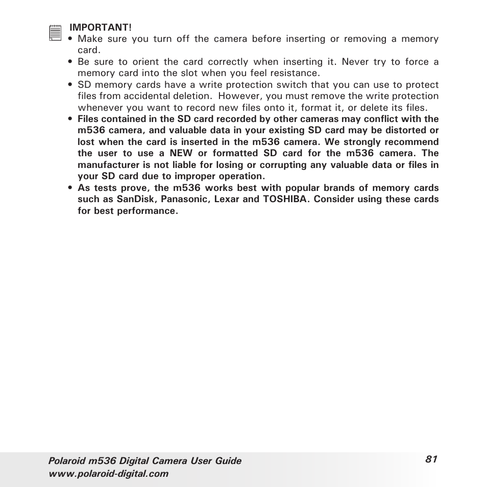 Polaroid m536 User Manual | Page 81 / 111