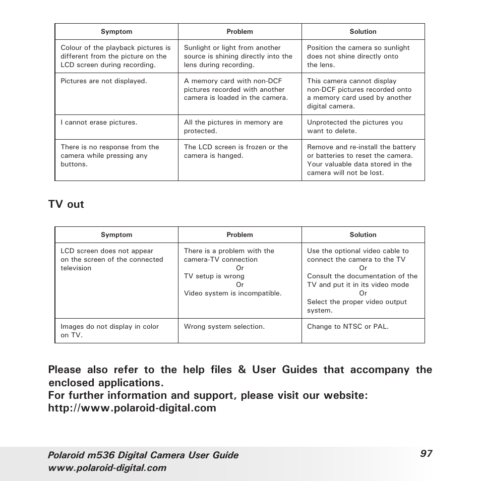 Tv out | Polaroid m536 User Manual | Page 97 / 111