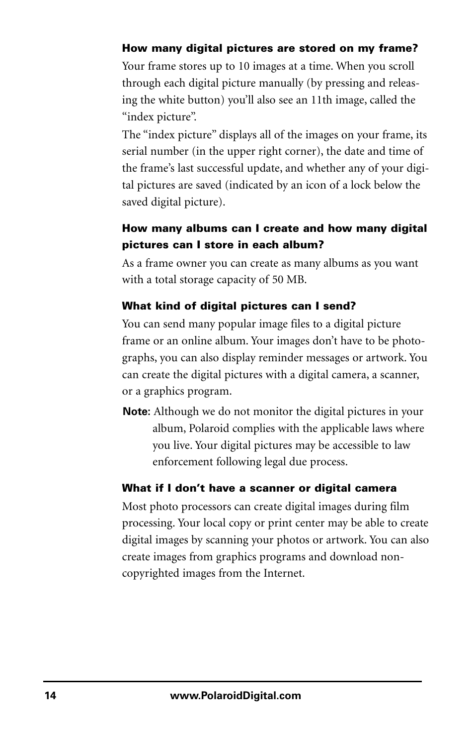 Polaroid Digital Picture Frame User Manual | Page 17 / 25