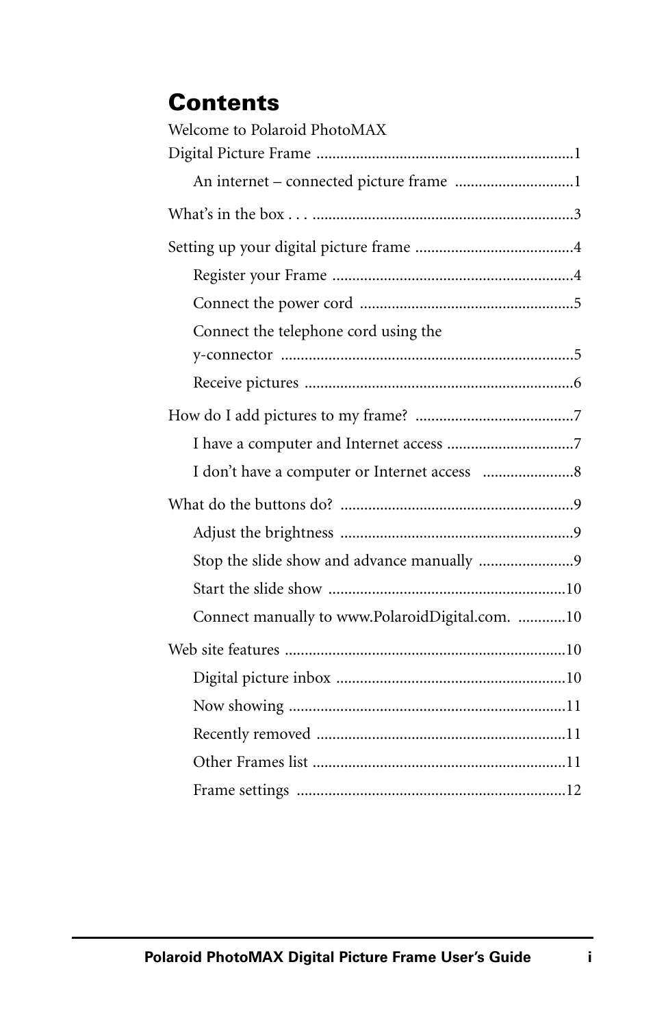 Polaroid Digital Picture Frame User Manual | Page 2 / 25