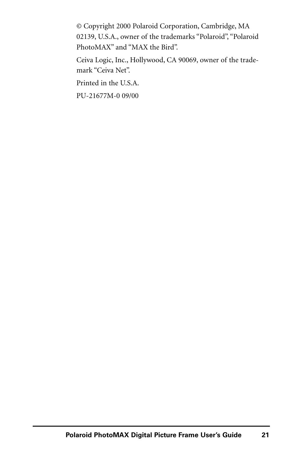 Polaroid Digital Picture Frame User Manual | Page 24 / 25