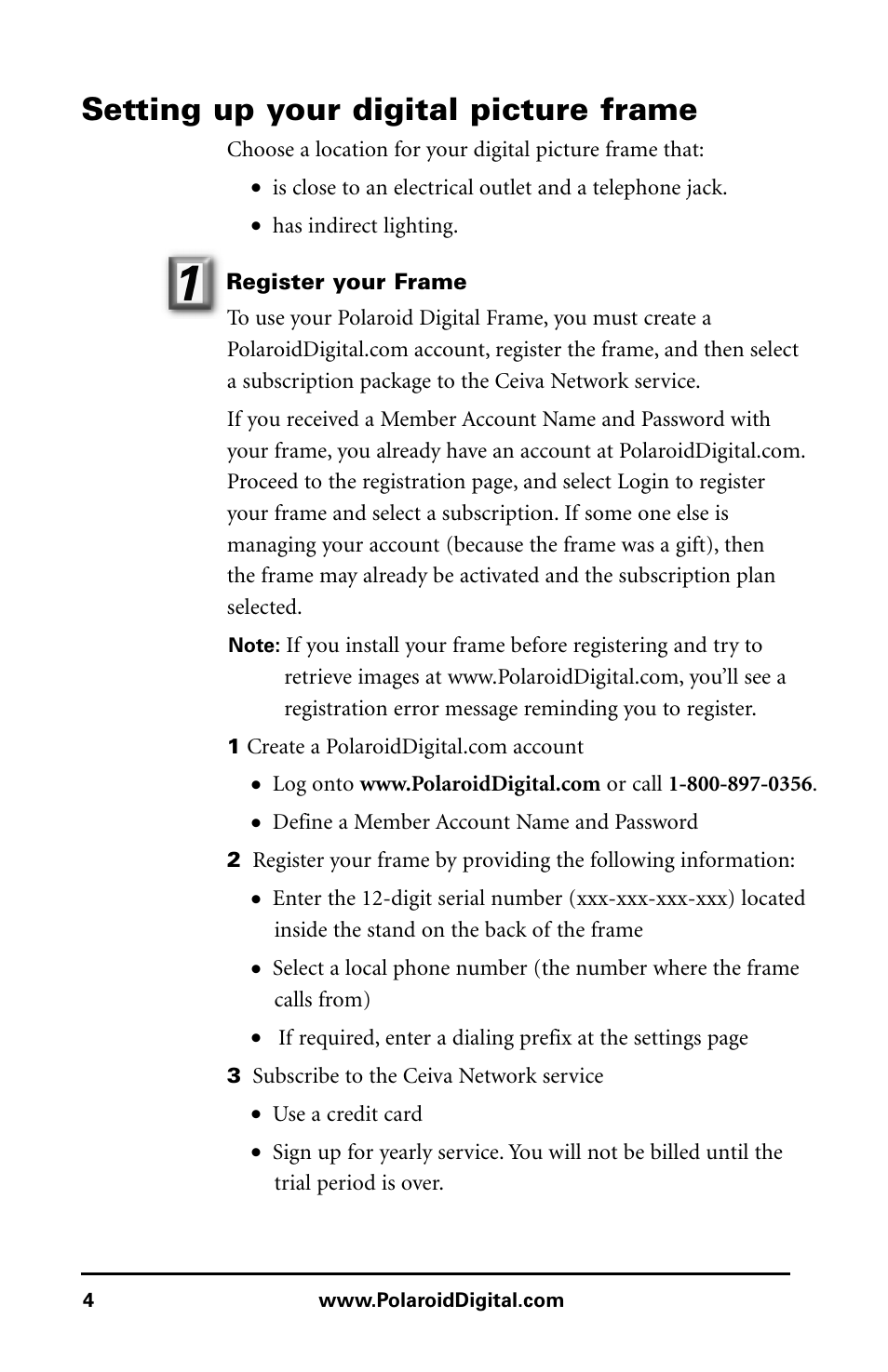 Setting up your digital picture frame | Polaroid Digital Picture Frame User Manual | Page 7 / 25
