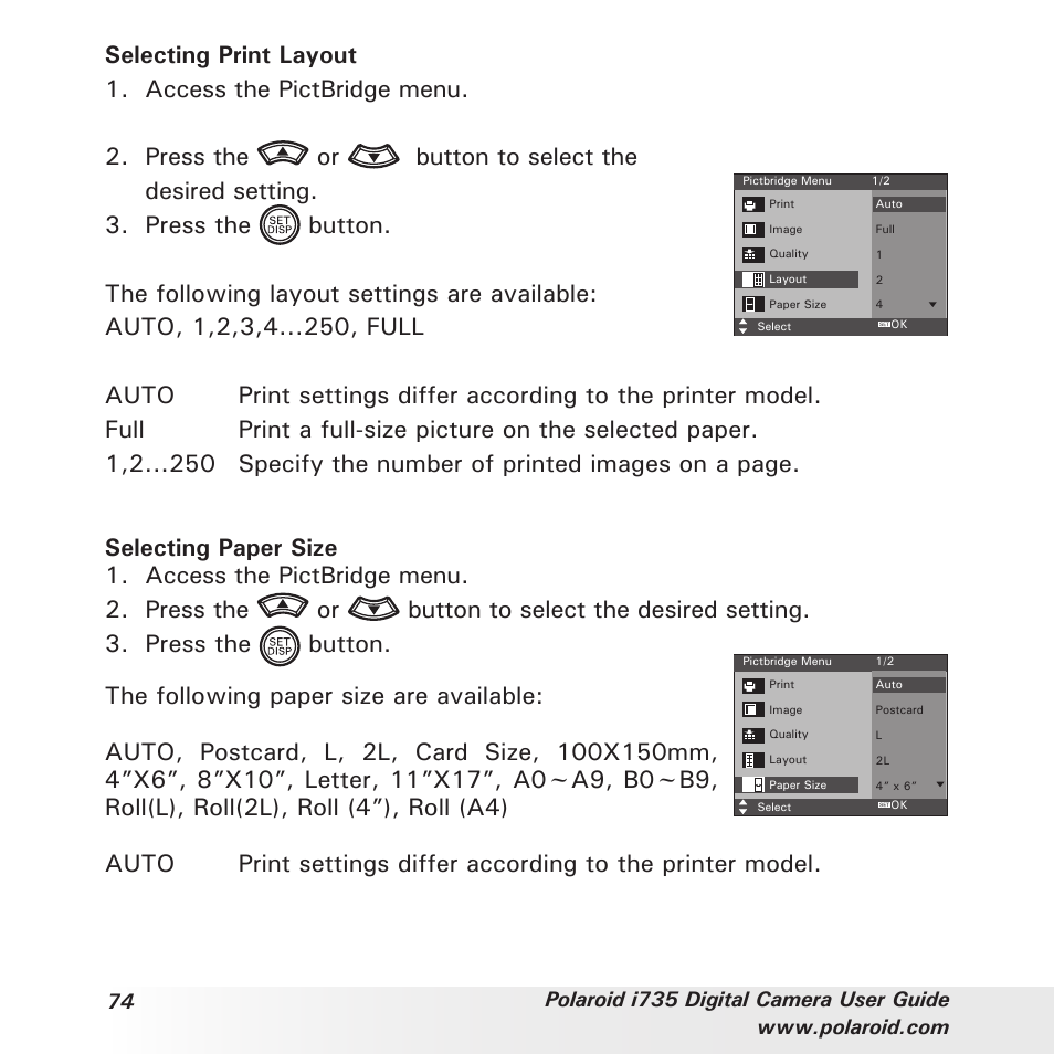 Polaroid i735 User Manual | Page 74 / 106