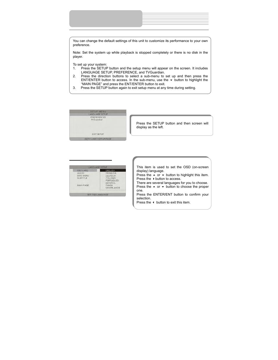 System setup | Polaroid PDM-0743 User Manual | Page 30 / 38