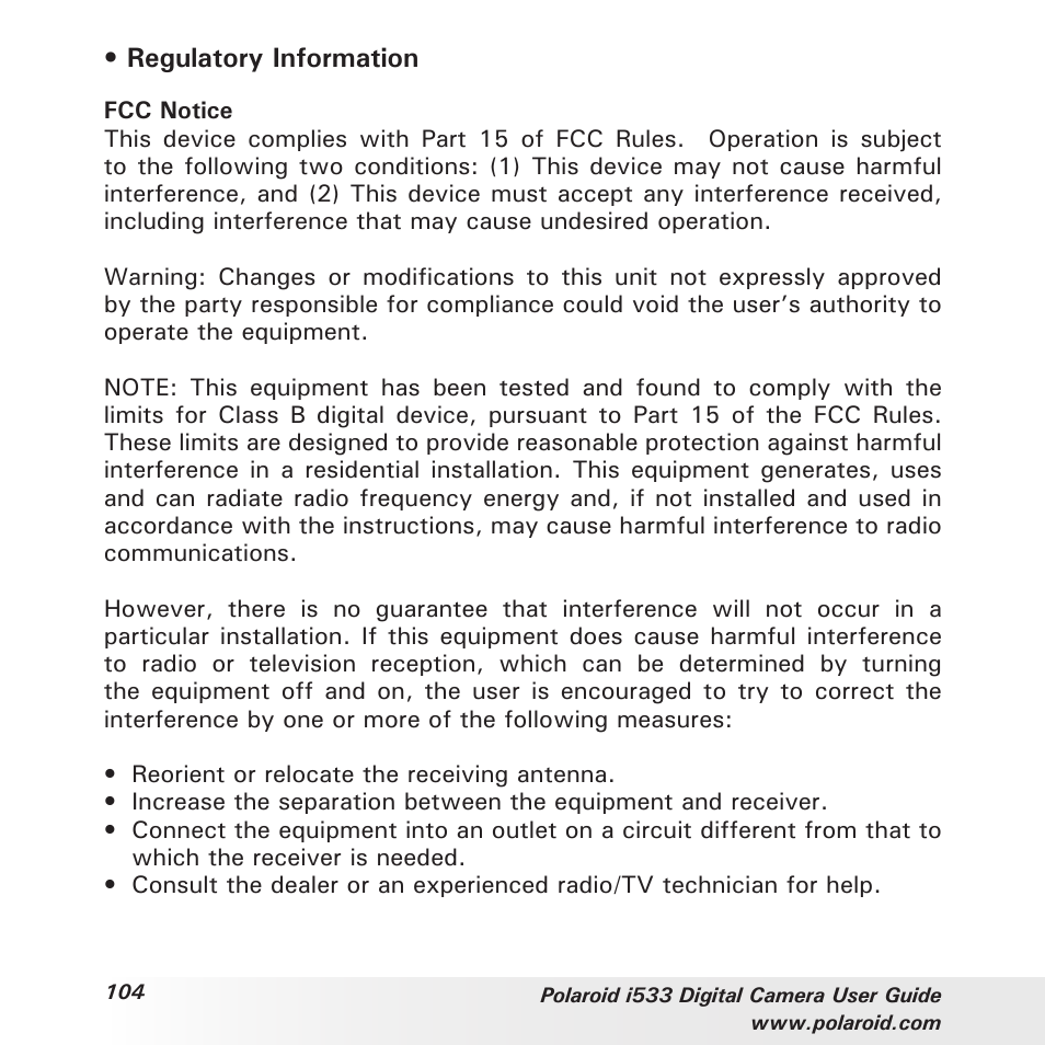 Polaroid I533 User Manual | Page 104 / 105