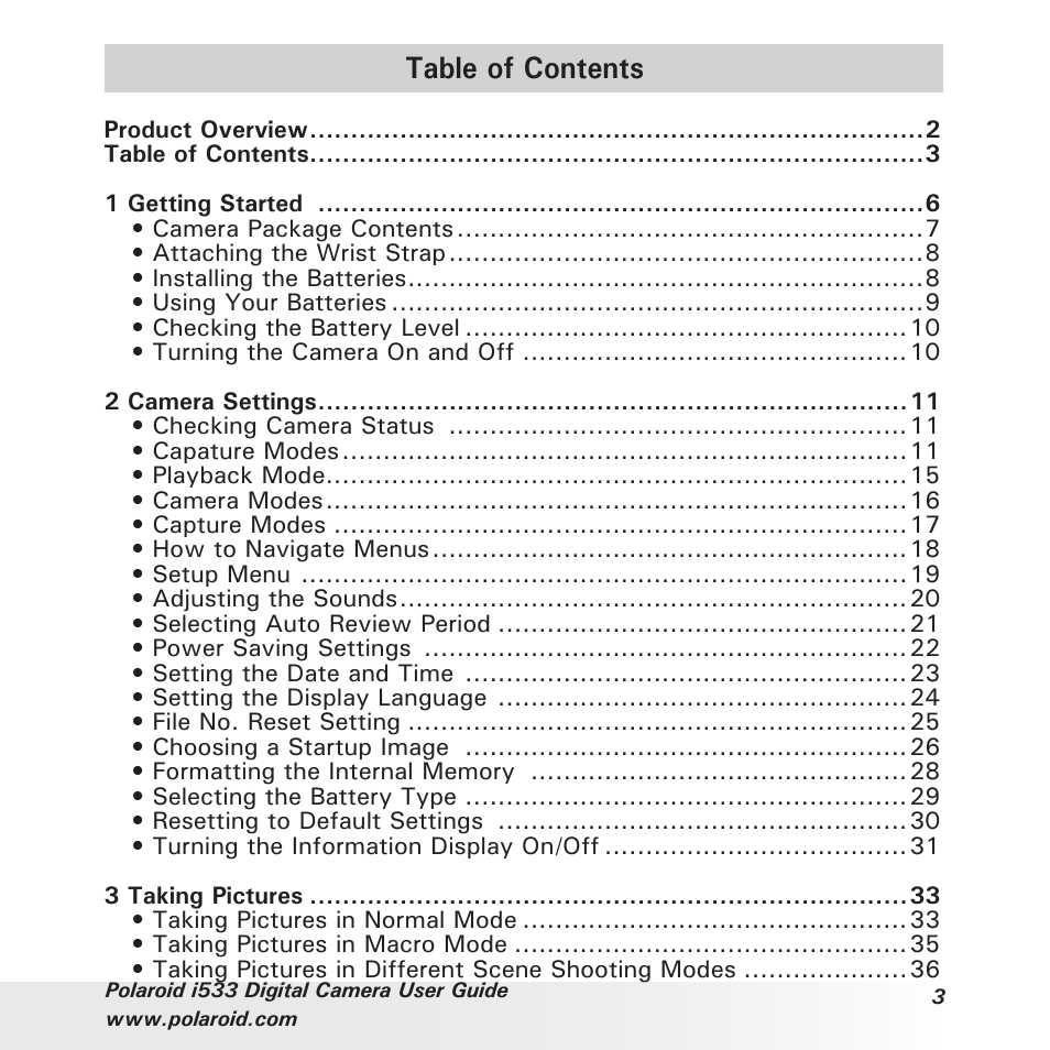 Polaroid I533 User Manual | Page 3 / 105