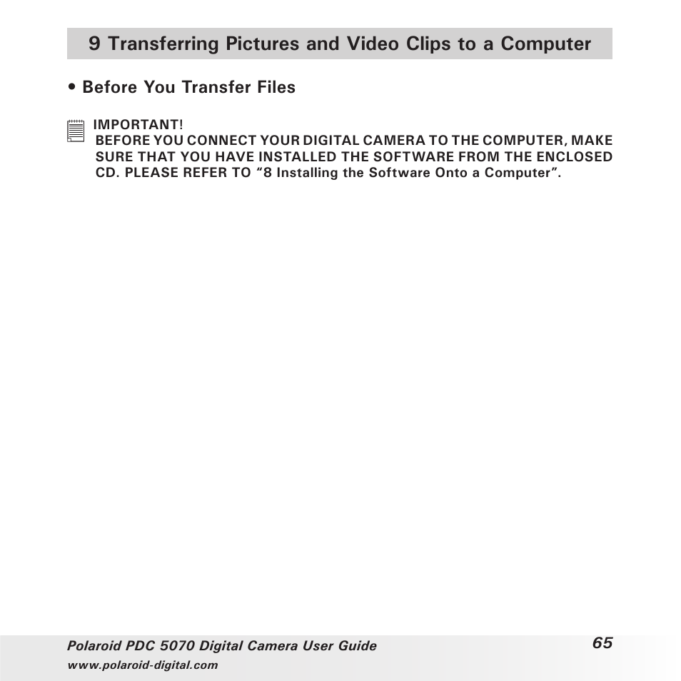 Before you transfer files | Polaroid PDC 5070 User Manual | Page 65 / 83