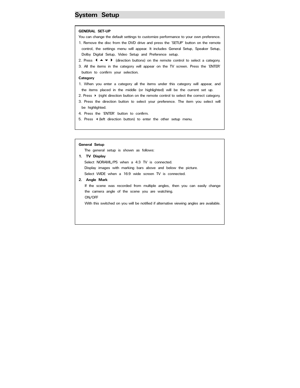 System setup | Polaroid PDV-0707N User Manual | Page 18 / 29
