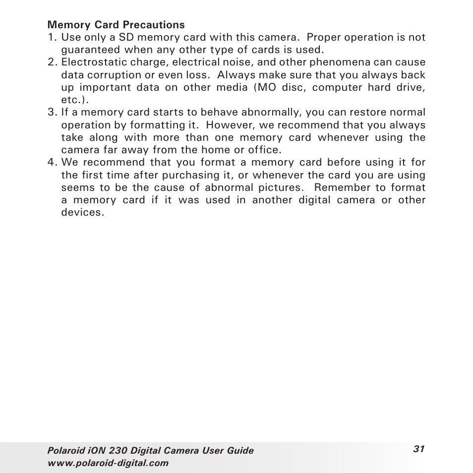 Polaroid iON 230 User Manual | Page 31 / 48