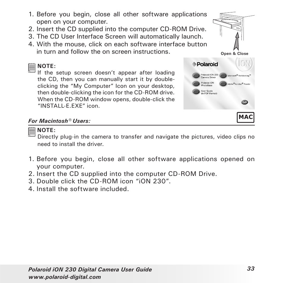 Polaroid iON 230 User Manual | Page 33 / 48