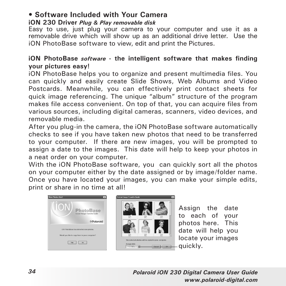 Software included with your camera | Polaroid iON 230 User Manual | Page 34 / 48
