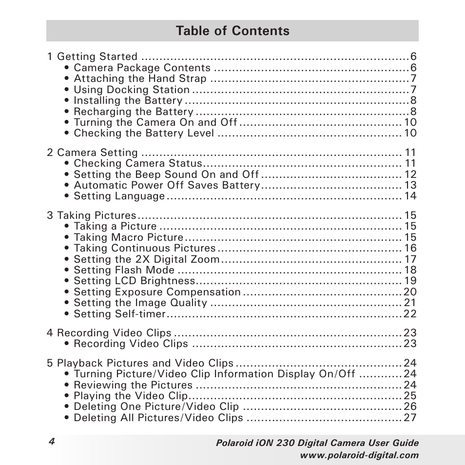 Polaroid iON 230 User Manual | Page 4 / 48