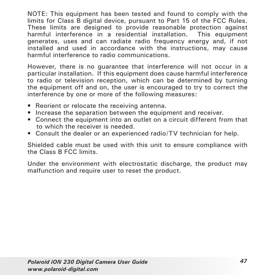 Polaroid iON 230 User Manual | Page 47 / 48