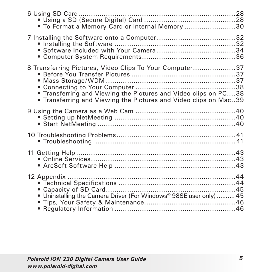 Polaroid iON 230 User Manual | Page 5 / 48