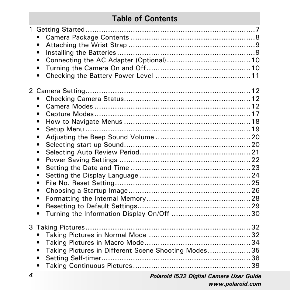 Polaroid i532 User Manual | Page 4 / 110