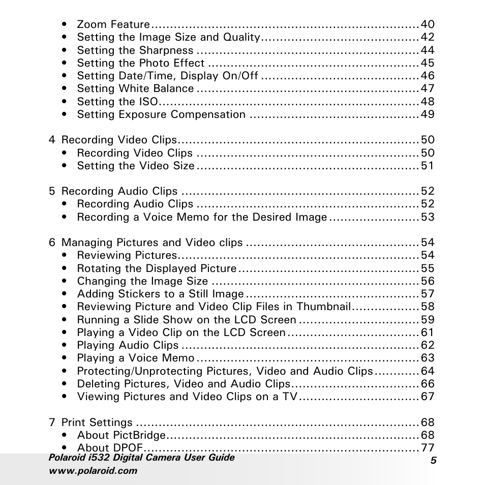 Polaroid i532 User Manual | Page 5 / 110