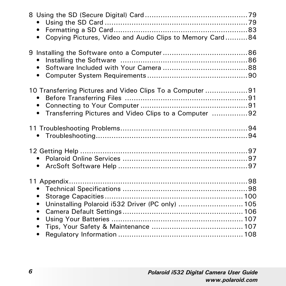 Polaroid i532 User Manual | Page 6 / 110