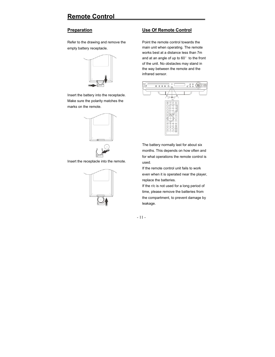 Remote control | Polaroid FDX-0700T User Manual | Page 11 / 35