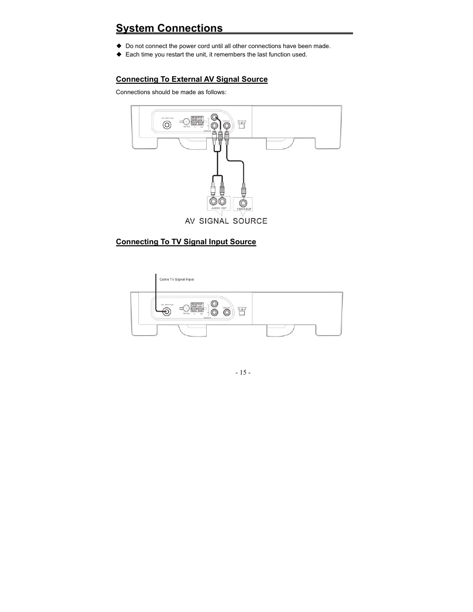 System connections | Polaroid FDX-0700T User Manual | Page 15 / 35