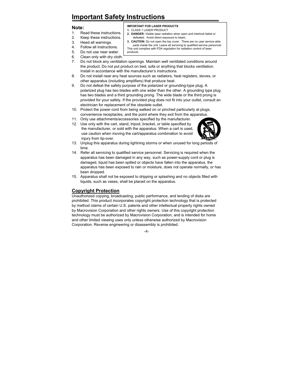 Important safety instructions | Polaroid FDX-0700T User Manual | Page 4 / 35