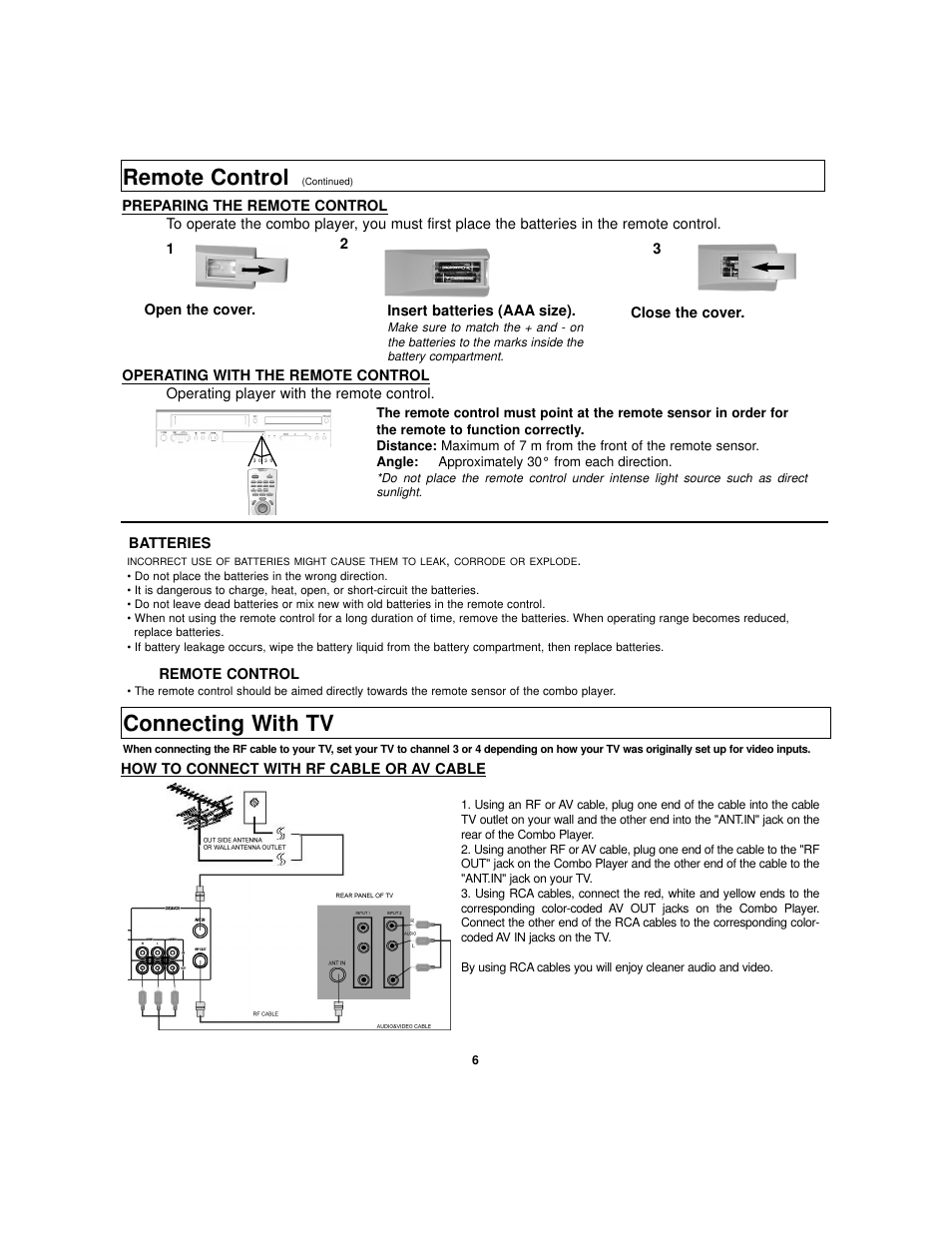 Remote control, Connecting with tv | Polaroid DVC-2010 User Manual | Page 7 / 22