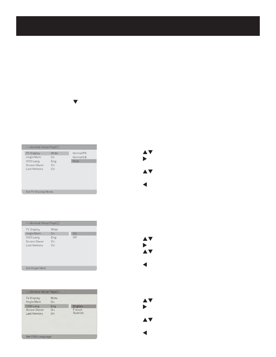 System setup, General setup | Polaroid PDU-0733 User Manual | Page 24 / 32