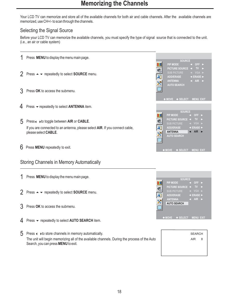 Selecting the signal source | Polaroid FLM-2625 User Manual | Page 21 / 42