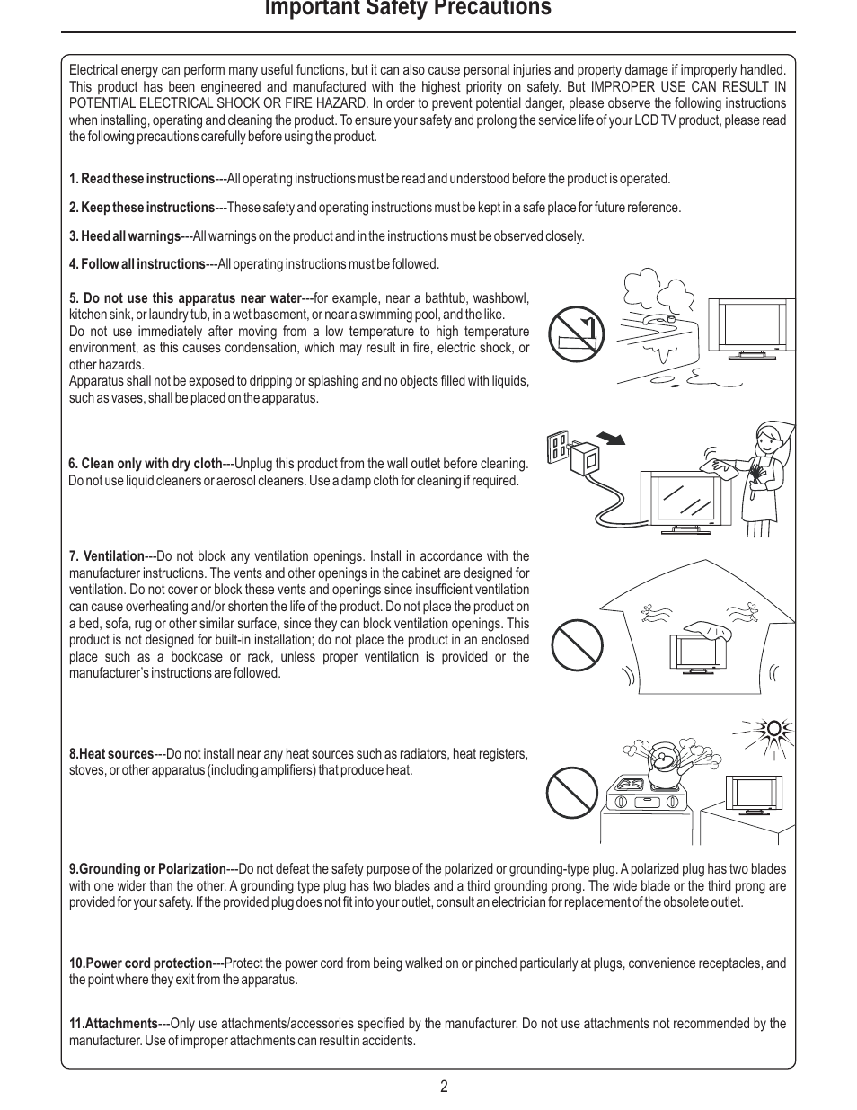 Important safety precautions | Polaroid FLM-2625 User Manual | Page 5 / 42