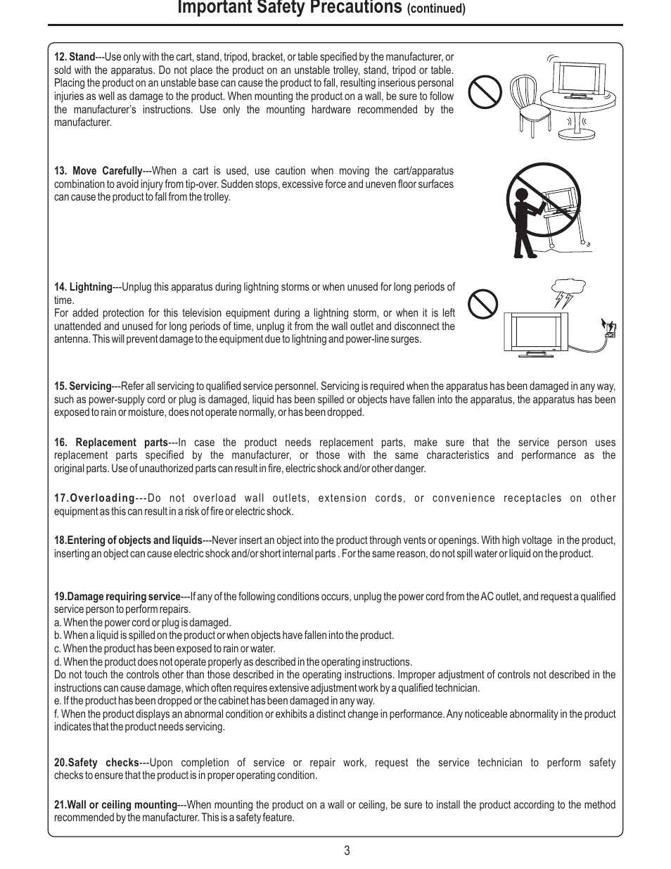 Important safety precautions | Polaroid FLM-2625 User Manual | Page 6 / 42