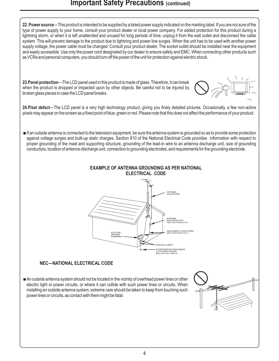 Important safety precautions | Polaroid FLM-2625 User Manual | Page 7 / 42