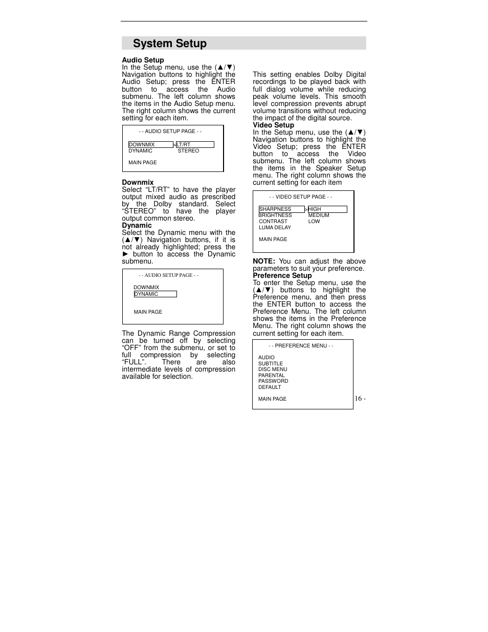 System setup | Polaroid DVP 500 User Manual | Page 17 / 30