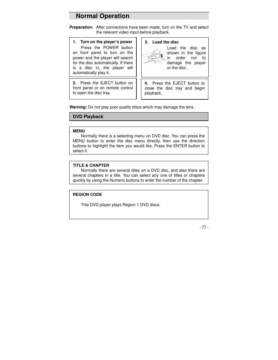 Normal operation | Polaroid DVP 500 User Manual | Page 23 / 30