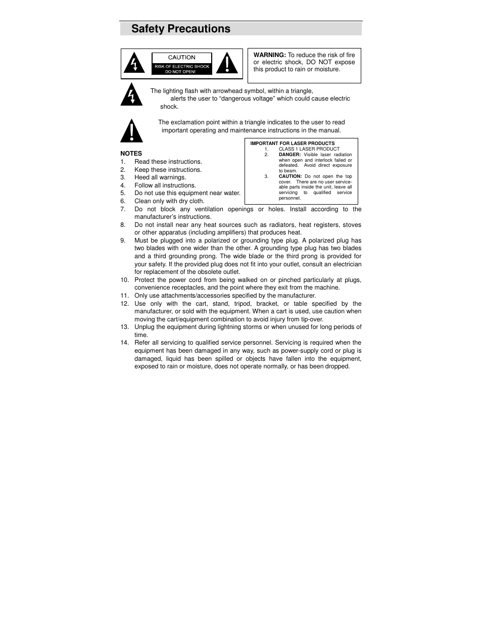 Safety precautions | Polaroid DVP 500 User Manual | Page 3 / 30