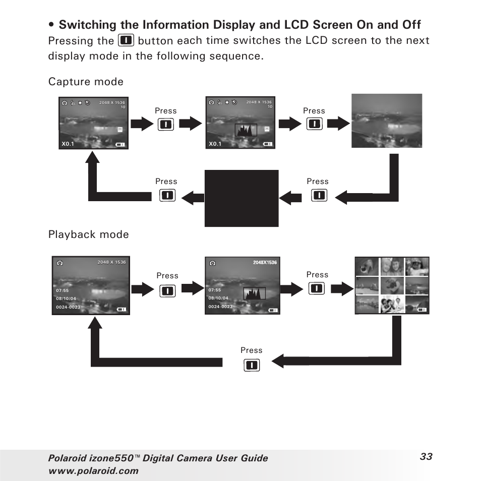 Playback mode | Polaroid izone550 User Manual | Page 33 / 95
