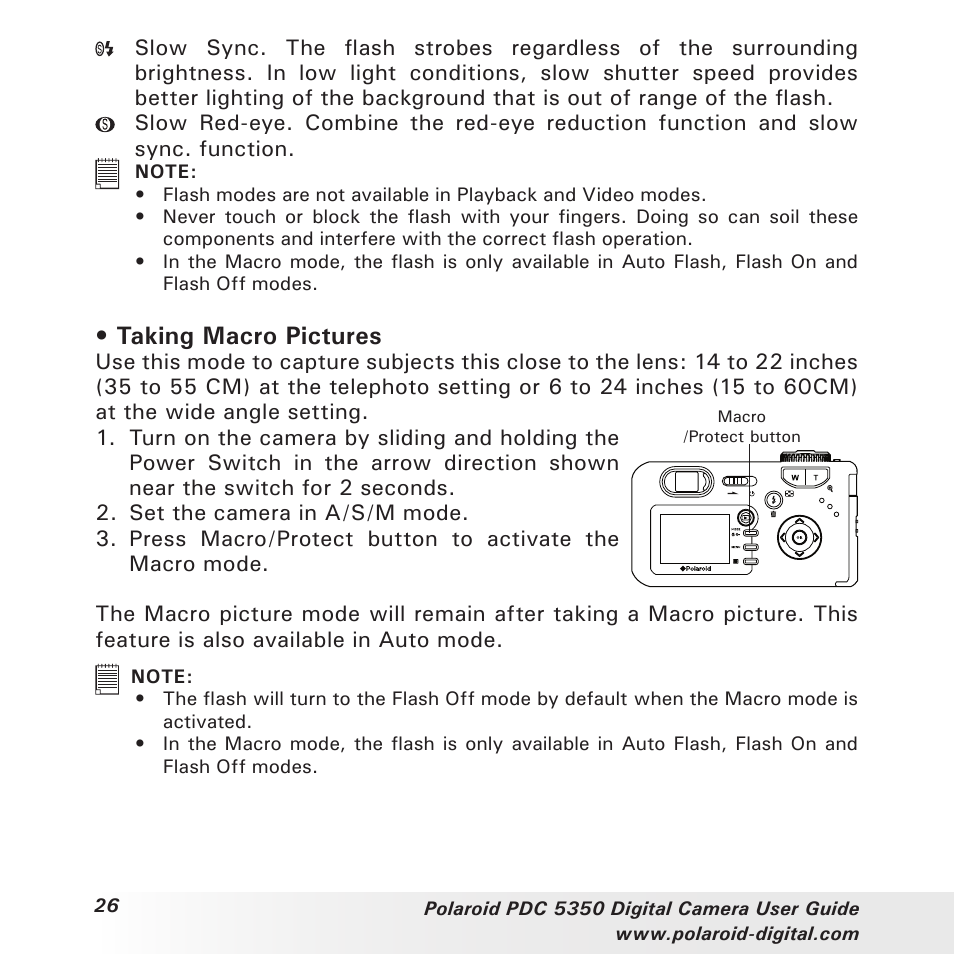 Taking macro pictures | Polaroid PDC 5350 User Manual | Page 26 / 81