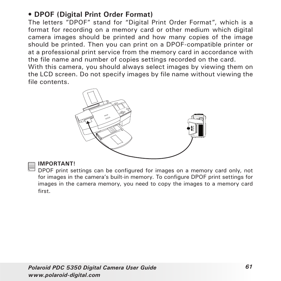 Dpof (digital print order format) | Polaroid PDC 5350 User Manual | Page 61 / 81