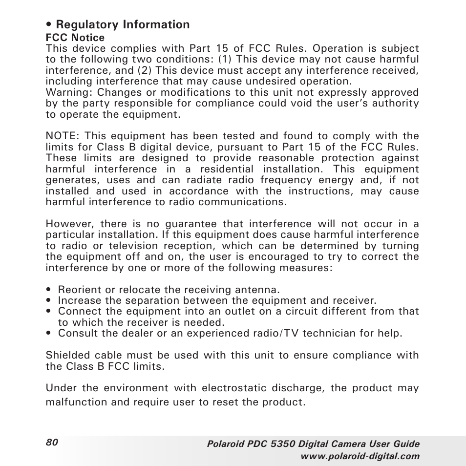 Polaroid PDC 5350 User Manual | Page 80 / 81