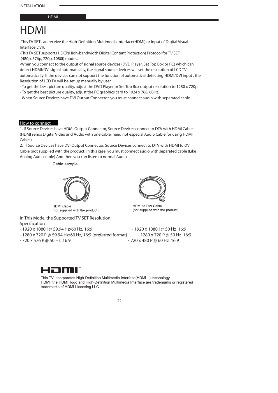 Hdmi | Polaroid FLA-3232B User Manual | Page 23 / 44