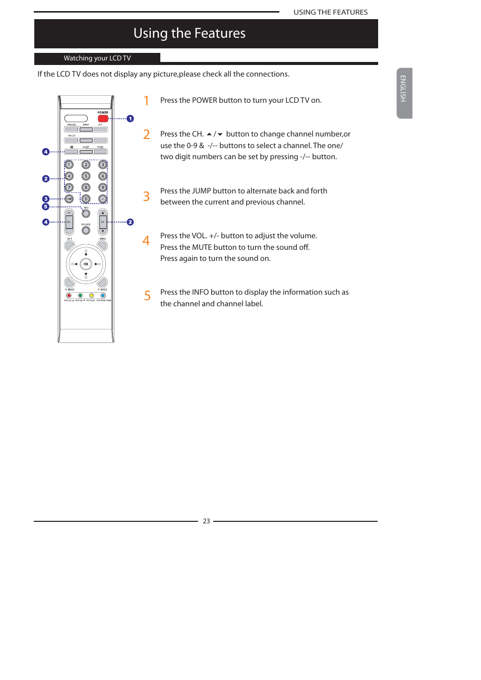 Using the features | Polaroid FLA-3232B User Manual | Page 24 / 44