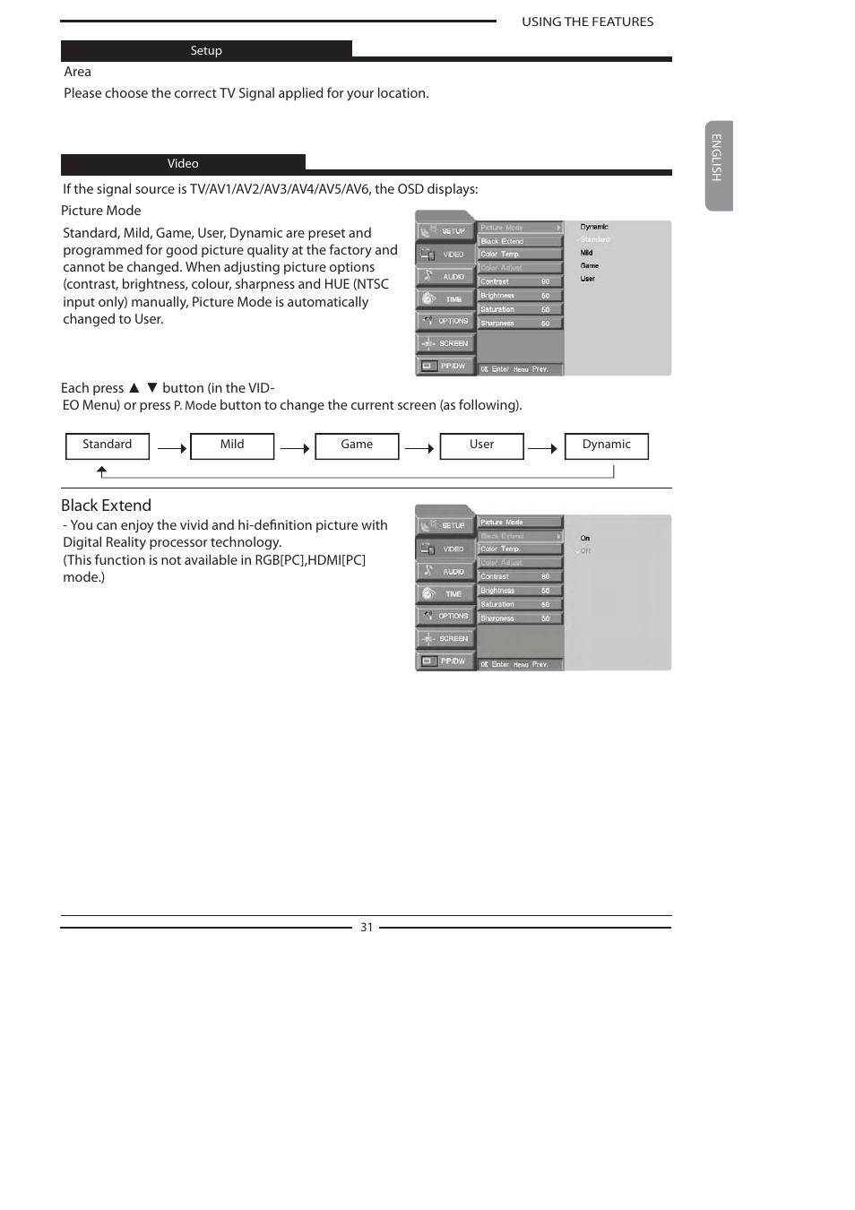Black extend | Polaroid FLA-3232B User Manual | Page 32 / 44